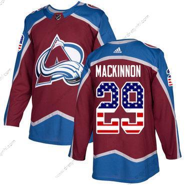 Adidas Colorado Avalanche #29 Nathan Mackinnon Domácí dres Červené Autentické USA Flag Sešitý NHL dres – Pánské