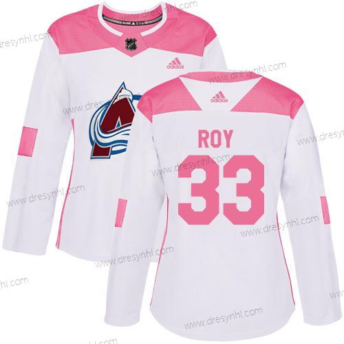 Adidas Colorado Avalanche #33 Patrick Roy Bílý Růžový Autentické Sešitý NHL dres – Dámské