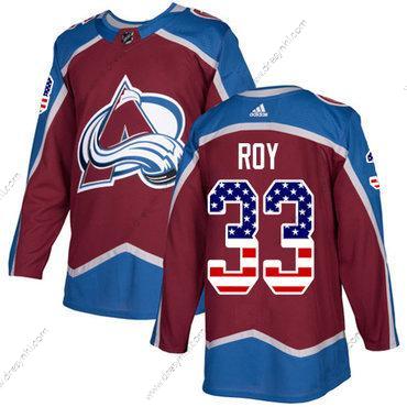 Adidas Colorado Avalanche #33 Patrick Roy Domácí dres Červené Autentické USA Flag Sešitý NHL dres – Juniorské