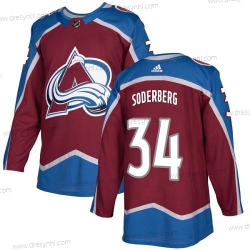 Adidas Colorado Avalanche #34 Carl Soderberg Domácí dres Červené Autentické Sešitý NHL dres – Pánské