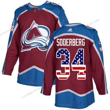 Adidas Colorado Avalanche #34 Carl Soderberg Domácí dres Červené Autentické USA Flag Sešitý NHL dres – Pánské