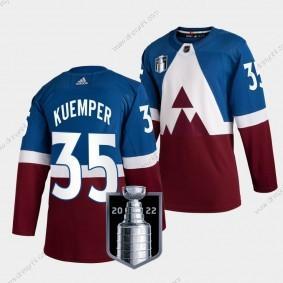 Adidas Colorado Avalanche ##35 Darcy Kuemper Modrý 2022 Stanley Cup Final Patch Sešitý NHL dres – Pánské