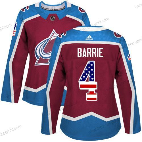 Adidas Colorado Avalanche #4 Tyson Barrie Domácí dres Červené Autentické USA Flag Sešitý NHL dres – Dámské