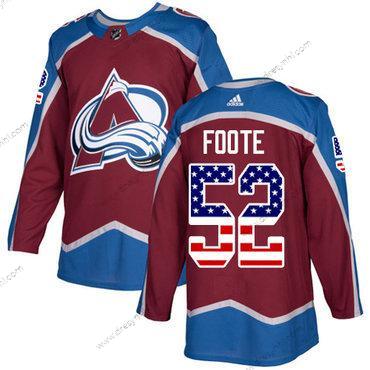 Adidas Colorado Avalanche #52 Adam Foote Domácí dres Červené Autentické USA Flag Sešitý NHL dres – Pánské