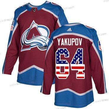 Adidas Colorado Avalanche #64 Nail Yakupov Domácí dres Červené Autentické USA Flag Sešitý NHL dres – Pánské