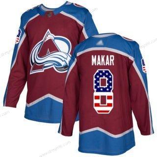 Adidas Colorado Avalanche #8 Cale Makar Domácí dres Červené Autentické USA Flag Sešitý NHL dres – Pánské