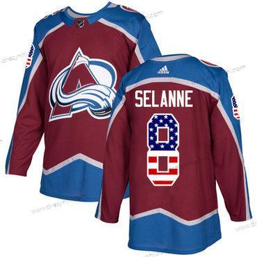 Adidas Colorado Avalanche #8 Teemu Selanne Domácí dres Červené Autentické USA Flag Sešitý NHL dres – Pánské