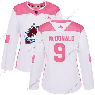 Adidas Colorado Avalanche #9 Lanny Mcdonald Bílý Růžový Autentické Sešitý NHL dres – Dámské