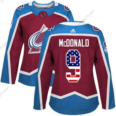 Adidas Colorado Avalanche #9 Lanny Mcdonald Domácí dres Červené Autentické USA Flag Sešitý NHL dres – Dámské