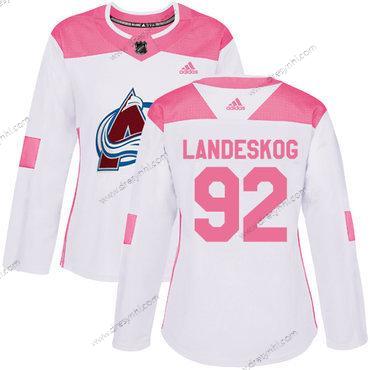 Adidas Colorado Avalanche #92 Gabriel Landeskog Bílý Růžový Autentické Sešitý NHL dres – Dámské