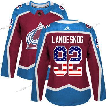 Adidas Colorado Avalanche #92 Gabriel Landeskog Domácí dres Červené Autentické USA Flag Sešitý NHL dres – Dámské