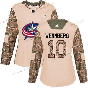 Adidas Columbus Blue Jackets #10 Alexander Wennberg Camo Autentické 2017 Veterans Day Sešitý NHL dres – Dámské