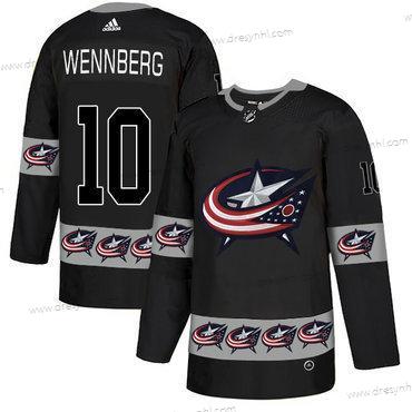 Adidas Columbus Blue Jackets #10 Alexander Wennberg Černá Tým Logos dres – Pánské