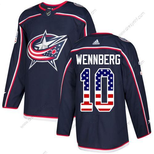 Adidas Columbus Blue Jackets #10 Alexander Wennberg Námořnictvo Modrý Domácí dres Autentické USA Flag Sešitý NHL dres – Juniorské