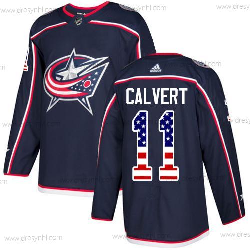 Adidas Columbus Blue Jackets #11 Matt Calvert Námořnictvo Modrý Domácí dres Autentické USA Flag Sešitý NHL dres – Pánské