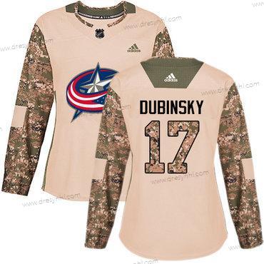 Adidas Columbus Blue Jackets #17 Brandon Dubinsky Camo Autentické 2017 Veterans Day Sešitý NHL dres – Dámské