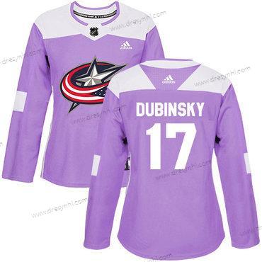 Adidas Columbus Blue Jackets #17 Brandon Dubinsky Nachový Autentické Bojuje proti rakovině Sešitý NHL dres – Dámské