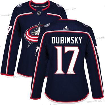 Adidas Columbus Blue Jackets #17 Brandon Dubinsky Námořnictvo Modrý Domácí dres Autentické Sešitý NHL dres – Dámské