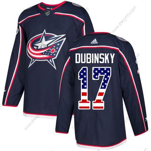 Adidas Columbus Blue Jackets #17 Brandon Dubinsky Námořnictvo Modrý Domácí dres Autentické USA Flag Sešitý NHL dres – Juniorské