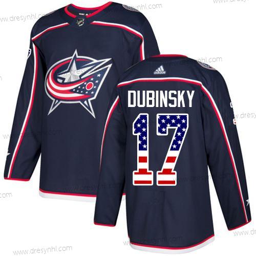 Adidas Columbus Blue Jackets #17 Brandon Dubinsky Námořnictvo Modrý Domácí dres Autentické USA Flag Sešitý NHL dres – Pánské