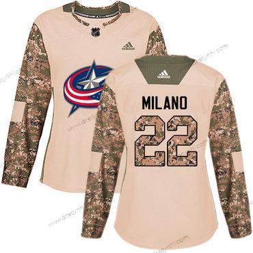 Adidas Columbus Blue Jackets #22 Sonny Milano Camo Autentické 2017 Veterans Day Sešitý NHL dres – Dámské