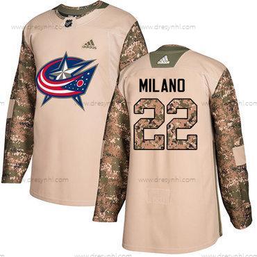 Adidas Columbus Blue Jackets #22 Sonny Milano Camo Autentické 2017 Veterans Day Sešitý NHL dres – Juniorské