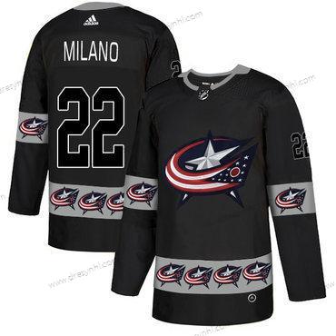 Adidas Columbus Blue Jackets #22 Sonny Milano Černá Tým Logos dres – Pánské