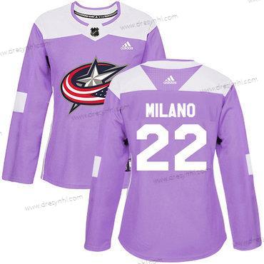 Adidas Columbus Blue Jackets #22 Sonny Milano Nachový Autentické Bojuje proti rakovině Sešitý NHL dres – Dámské