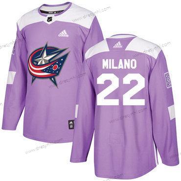 Adidas Columbus Blue Jackets #22 Sonny Milano Nachový Autentické Bojuje proti rakovině Sešitý NHL dres – Juniorské