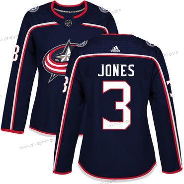 Adidas Columbus Blue Jackets #3 Seth Jones Námořnictvo Modrý Domácí dres Autentické Sešitý NHL dres – Dámské