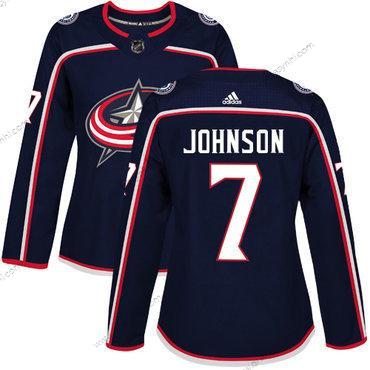 Adidas Columbus Blue Jackets #7 Jack Johnson Námořnictvo Modrý Domácí dres Autentické Sešitý NHL dres – Dámské