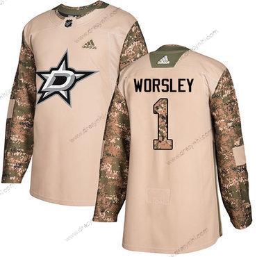 Adidas Dallas Stars #1 Gump Worsley Camo Autentické 2017 Veterans Day Sešitý NHL dres – Pánské