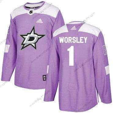 Adidas Dallas Stars #1 Gump Worsley Nachový Autentické Bojuje proti rakovině Sešitý NHL dres – Pánské