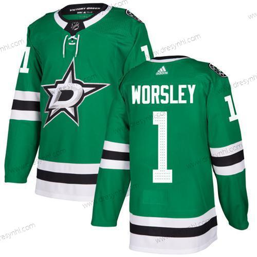 Adidas Dallas Stars #1 Gump Worsley Zelená Domácí dres Autentické Sešitý NHL dres – Pánské