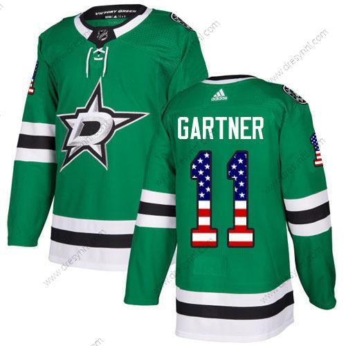 Adidas Dallas Stars #11 Mike Gartner Zelená Domácí dres Autentické USA Flag Sešitý NHL dres – Pánské