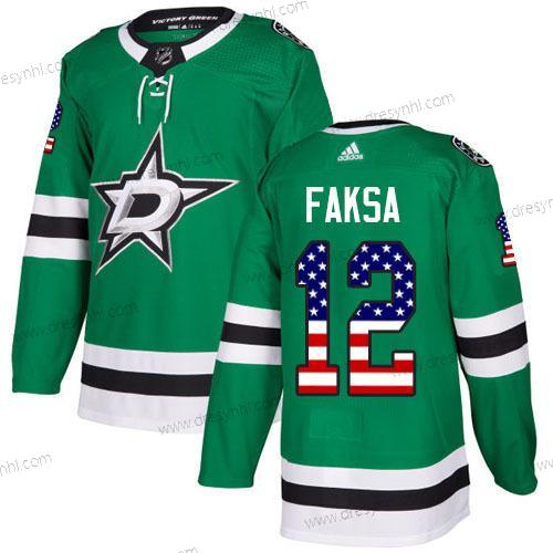 Adidas Dallas Stars #12 Radek Faksa Zelená Domácí dres Autentické USA Flag Sešitý NHL dres – Pánské