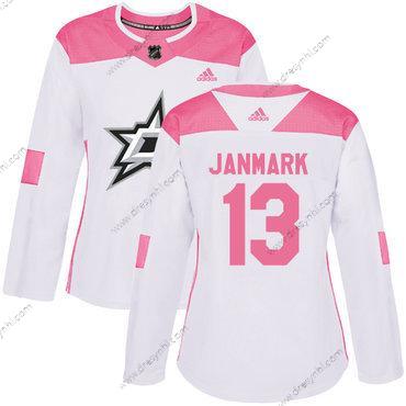 Adidas Dallas Stars #13 Mattias Janmark Bílý Růžový Autentické Sešitý NHL dres – Dámské