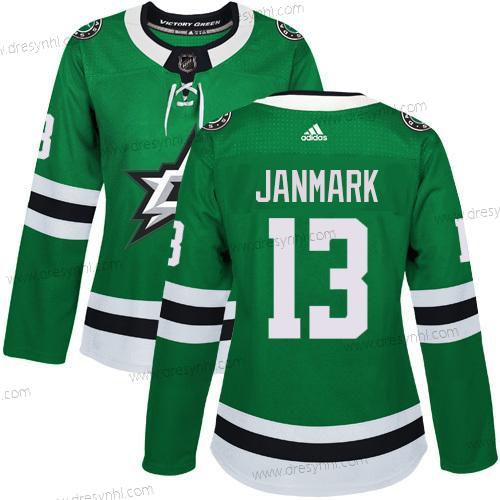 Adidas Dallas Stars #13 Mattias Janmark Zelená Domácí dres Autentické Sešitý NHL dres – Dámské