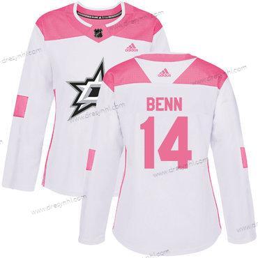 Adidas Dallas Stars #14 Jamie Benn Bílý Růžový Autentické Sešitý NHL dres – Dámské