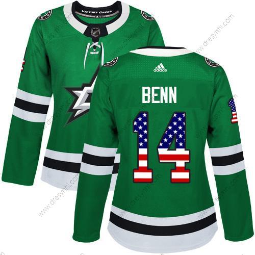 Adidas Dallas Stars #14 Jamie Benn Zelená Domácí dres Autentické USA Flag Sešitý NHL dres – Dámské