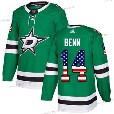 Adidas Dallas Stars #14 Jamie Benn Zelená Domácí dres Autentické USA Flag Sešitý NHL dres – Juniorské