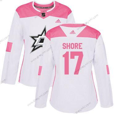 Adidas Dallas Stars #17 Devin Shore Bílý Růžový Autentické Sešitý NHL dres – Dámské