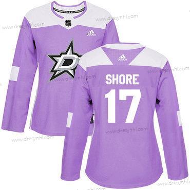 Adidas Dallas Stars #17 Devin Shore Nachový Autentické Bojuje proti rakovině Sešitý NHL dres – Dámské