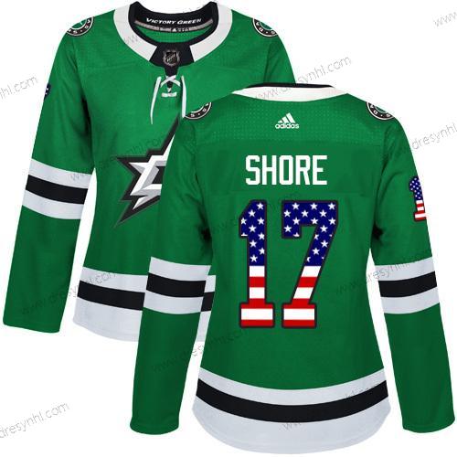 Adidas Dallas Stars #17 Devin Shore Zelená Domácí dres Autentické USA Flag Sešitý NHL dres – Dámské