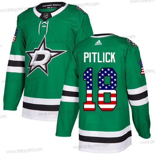 Adidas Dallas Stars #18 Tyler Pitlick Zelená Domácí dres Autentické USA Flag Sešitý NHL dres – Pánské