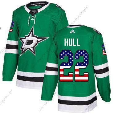 Adidas Dallas Stars #22 Brett Hull Zelená Domácí dres Autentické USA Flag Sešitý NHL dres – Pánské