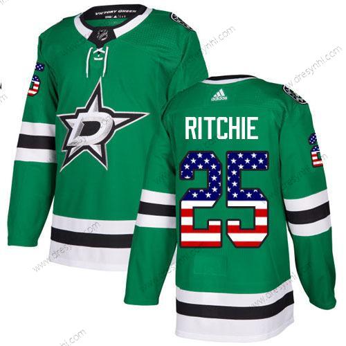 Adidas Dallas Stars #25 Brett Ritchie Zelená Domácí dres Autentické USA Flag Sešitý NHL dres – Pánské