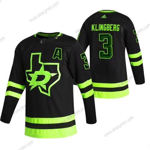 Adidas Dallas Stars #3 John Klingberg Černá 2020-21 Obrácený Retro Náhradní NHL dres – Pánské