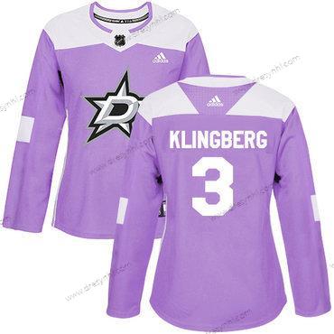 Adidas Dallas Stars #3 John Klingberg Nachový Autentické Bojuje proti rakovině Sešitý NHL dres – Dámské