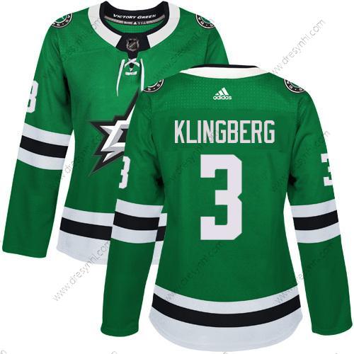 Adidas Dallas Stars #3 John Klingberg Zelená Domácí dres Autentické Sešitý NHL dres – Dámské